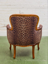 Load image into Gallery viewer, French Louis XV Style Bergere Chair with a Leopard Print Upholstery