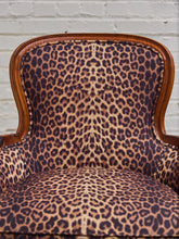 Load image into Gallery viewer, French Louis XV Style Bergere Chair with a Leopard Print Upholstery