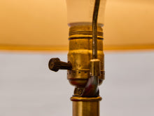 Load image into Gallery viewer, Vintage Carved Wood and Brass Modernist Table Lamp