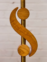 Load image into Gallery viewer, Vintage Carved Wood and Brass Modernist Table Lamp