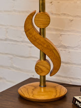 Load image into Gallery viewer, Vintage Carved Wood and Brass Modernist Table Lamp