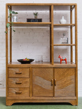 Load image into Gallery viewer, Vintage Reeded Wood Etagere with Drawers and Cabinet