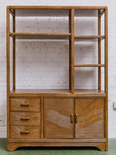 Load image into Gallery viewer, Vintage Reeded Wood Etagere with Drawers and Cabinet