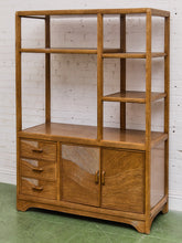 Load image into Gallery viewer, Vintage Reeded Wood Etagere with Drawers and Cabinet