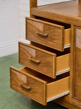 Load image into Gallery viewer, Vintage Reeded Wood Etagere with Drawers and Cabinet