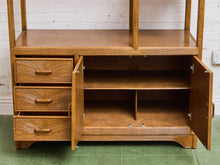 Load image into Gallery viewer, Vintage Reeded Wood Etagere with Drawers and Cabinet