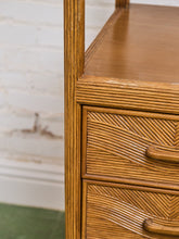 Load image into Gallery viewer, Vintage Reeded Wood Etagere with Drawers and Cabinet
