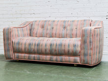 Load image into Gallery viewer, 1950’s Striped Tufted Loveseat with Pink Piping