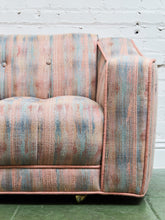 Load image into Gallery viewer, 1950’s Striped Tufted Loveseat with Pink Piping