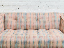 Load image into Gallery viewer, 1950’s Striped Tufted Loveseat with Pink Piping