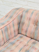 Load image into Gallery viewer, 1950’s Striped Tufted Loveseat with Pink Piping