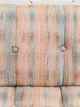 Load image into Gallery viewer, 1950’s Striped Tufted Loveseat with Pink Piping