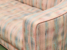 Load image into Gallery viewer, 1950’s Striped Tufted Loveseat with Pink Piping