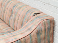Load image into Gallery viewer, 1950’s Striped Tufted Loveseat with Pink Piping
