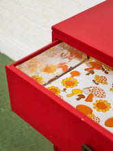 Load image into Gallery viewer, Mid-century modern Hollywood Regency Red three Drawer Chest
