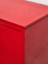 Load image into Gallery viewer, Mid-century modern Hollywood Regency Red three Drawer Chest