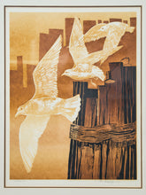 Load image into Gallery viewer, Signed Coastal Bird Serigraph – Mid-Century Modern Framed