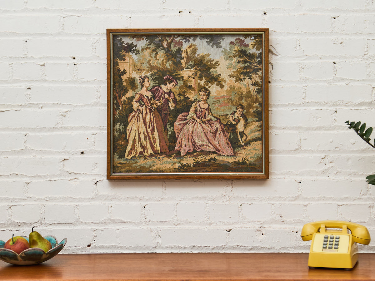 French Courtship Vintage Needlepoint Tapestry – Sunbeam Vintage