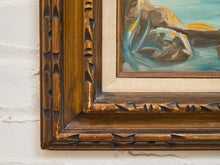 Load image into Gallery viewer, Signed Vintage Coastal Sunset Oil Painting in Ornate Wood Frame By “Richard Thomas”