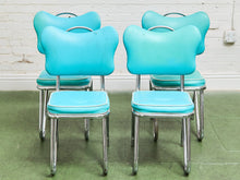 Load image into Gallery viewer, Set of 4 Turquoise Rare Hairpin Leg Sweetheart Diner Chairs
