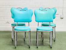 Load image into Gallery viewer, Set of 4 Turquoise Rare Hairpin Leg Sweetheart Diner Chairs