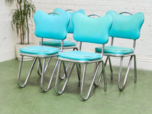 Load image into Gallery viewer, Set of 4 Turquoise Rare Hairpin Leg Sweetheart Diner Chairs