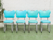Load image into Gallery viewer, Set of 4 Turquoise Rare Hairpin Leg Sweetheart Diner Chairs