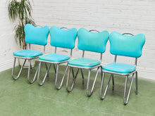 Load image into Gallery viewer, Set of 4 Turquoise Rare Hairpin Leg Sweetheart Diner Chairs