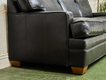 Load image into Gallery viewer, Black Leather Pillow Back Sofa
