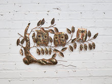Load image into Gallery viewer, Mid Century Brutalist Owl Brass and Copper Wall Sculpture