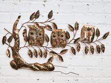 Load image into Gallery viewer, Mid Century Brutalist Owl Brass and Copper Wall Sculpture