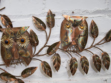 Load image into Gallery viewer, Mid Century Brutalist Owl Brass and Copper Wall Sculpture