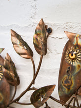 Load image into Gallery viewer, Mid Century Brutalist Owl Brass and Copper Wall Sculpture