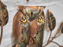 Load image into Gallery viewer, Mid Century Brutalist Owl Brass and Copper Wall Sculpture