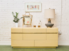 Load image into Gallery viewer, Textured Ceramic Lamp with Brass Detail & Linen Shade