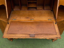 Load image into Gallery viewer, Circa 1910 English Art Nouveau Style Oak Side by Side Cannon Ball Feet Drop Front Secretary
