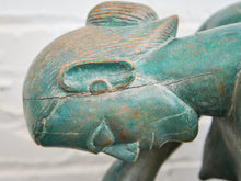 Load image into Gallery viewer, 1950+ Hand Made Painted Teak Wood SculptureOrigin- Thailand Female Nude Figural Form - Green Tone on Wood Seated Deep Thought