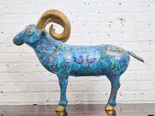 Load image into Gallery viewer, Large Vintage Chinese Brass Enamel Ram Cloisonne Figure