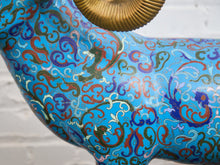 Load image into Gallery viewer, Large Vintage Chinese Brass Enamel Ram Cloisonne Figure
