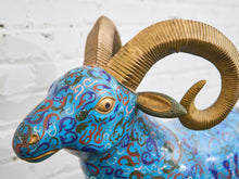 Load image into Gallery viewer, Large Vintage Chinese Brass Enamel Ram Cloisonne Figure