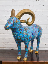 Load image into Gallery viewer, Large Vintage Chinese Brass Enamel Ram Cloisonne Figure