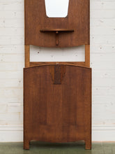 Load image into Gallery viewer, Art Nuevau Tiger Oak Hall Tree with Umbrella Stand