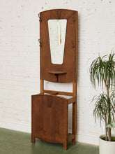 Load image into Gallery viewer, Art Nuevau Tiger Oak Hall Tree with Umbrella Stand