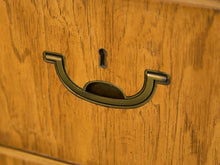 Load image into Gallery viewer, Drexel Campaign Mid Century Pecan and Brass 9 Drawer Long Dresser