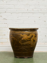 Load image into Gallery viewer, Vintage 1960s X Large Tony Duquette Style Asian Brown Dragon Egg Pot