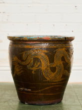 Load image into Gallery viewer, Vintage 1960s Large Tony Duquette Style Asian Brown Dragon Egg Pot