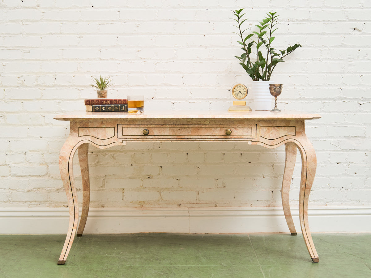 メートランドスミス　ライティングビューローデスク　MAITLAND SMITH Maitland-Smith Pink Tessellated Stone Finish Desk – Sunbeam Vintage