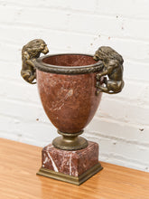 Load image into Gallery viewer, French Rouge Marble Mantle Vase with Lion Handles, 20th Century