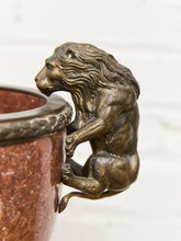 Load image into Gallery viewer, French Rouge Marble Mantle Vase with Lion Handles, 20th Century