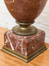 Load image into Gallery viewer, French Rouge Marble Mantle Vase with Lion Handles, 20th Century